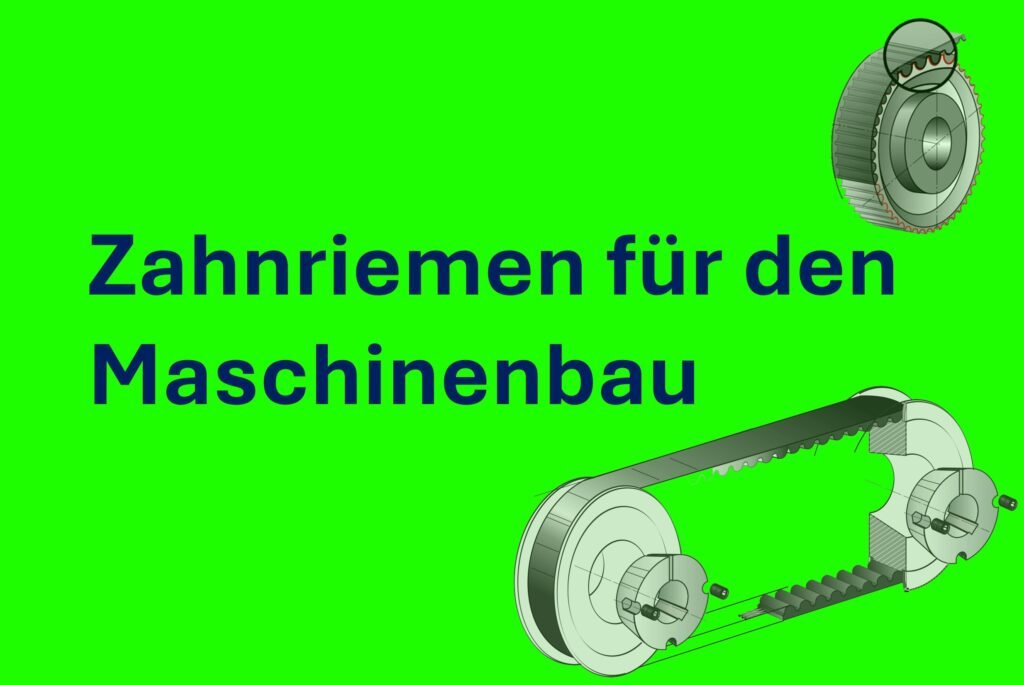 Bild eines Zahnriementriebs mit Zahnriemen und Zahnriemenscheibe. Detailansicht des Zahneingriffs in die Scheibe
